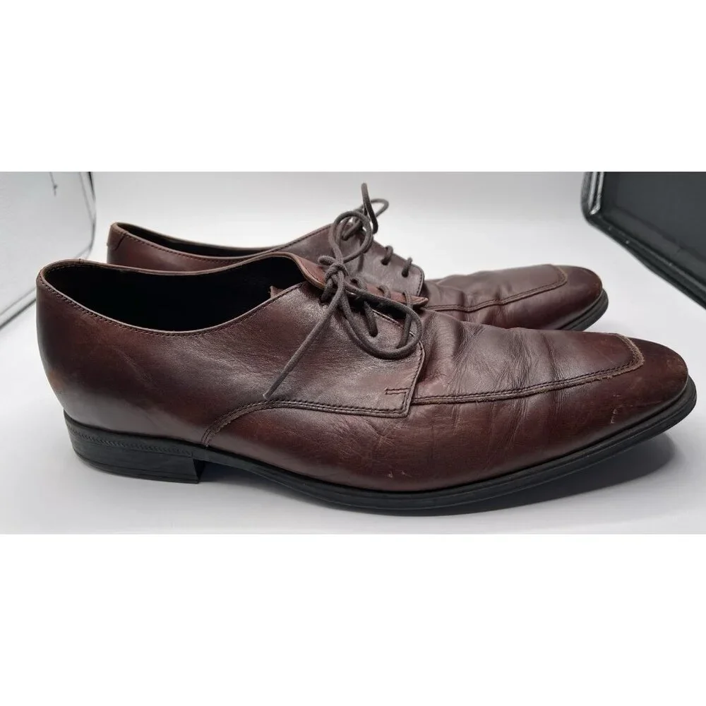 COLE HAAN Mens Casual Dress Shoes Fine Brown Leather Lace Up Oxfords Size 11 1/2